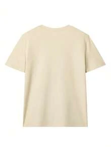 Women's New Casual Cute Pattern Loose Fit Round Neck Short Sleeve T-Shirt, Fashionable Daily & Holiday Wear. Women's Printed Short Sleeve T-Shirt, Suitable For Summer Daily Wear, Suitable For Holidays Like Valentine's Day, Back To School, Teacher's Day. Letter Print Short Sleeve T-Shirt, Soft, Loose And Comfortable, High-End Streetwear & Holiday Casual Versatile Short Sleeve Top - Apricot - View 8