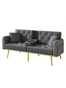 Sofas & Couches - Gray + Velvet + 2 Seat - View 3