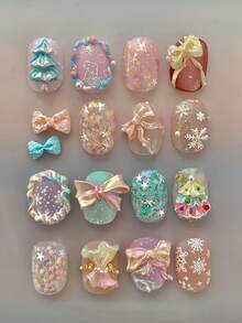 Snowflake Embossed Nail Art Mold, Delicate Snowflake Chain Star 3D Nail Art Decor Transparent Silicone Mold For Winter - Clear - View 7