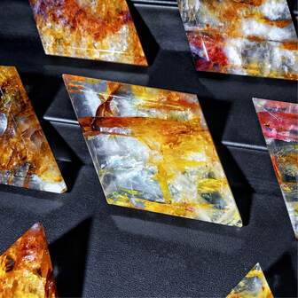 1 pieza aleatoria Lámina romboidal dorada de curación, joyería de piedras preciosas, brillo, regalo de Pascua, regalo para mujer, regalo para novia, regalo de Halloween, regalo de Navidad, decoración del hogar, decoración de fiesta, adornos de cristal, decoración de mesa