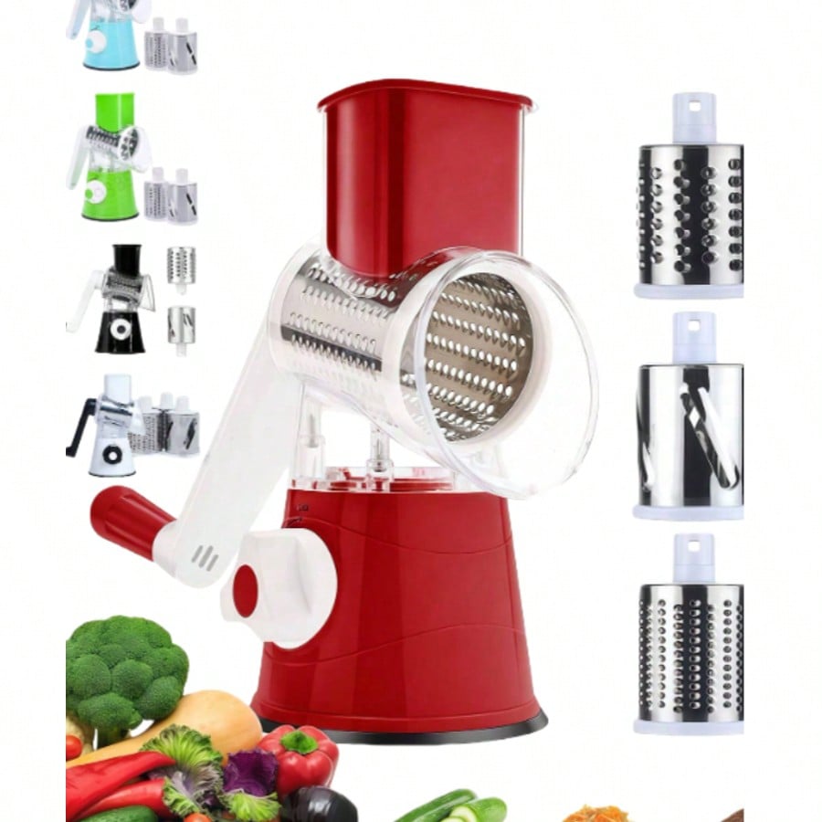 1 pezzo Tritatutto multifunzione per verdure con manico, può tritare, sminuzzare verdure, frutta, cipolle, carote, patate, con contenitore; grattugia rotante per formaggio, taglierina manuale per form 