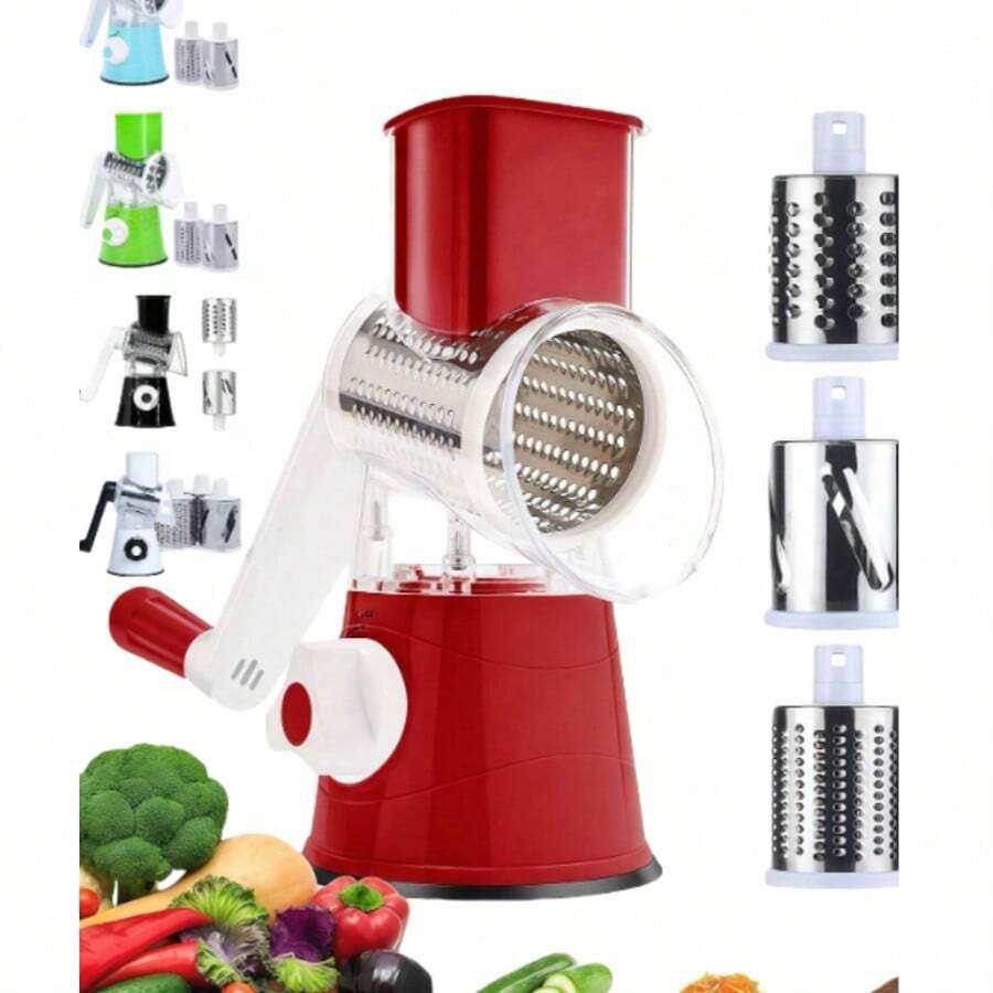 1 cái Máy thái rau củ đa năng có tay cầm, có thể thái, bào rau củ, trái cây, hành tây, cà rốt, khoai tây, kèm hộp đựng; Máy bào phô mai xoay, máy cắt phô mai thủ công, thích hợp cho phô mai tươi, rau củ, các loại hạt; Đế hút chống trượt. Máy thái rau củ thủ công đa năng, máy thái, bào, cắt rau củ thủ công dùng trong nhà bếp, dụng cụ nhà bếp, màu đen/xanh lá cây/đỏ/trắng/xanh dương. - Nhiều màu - Xem 1