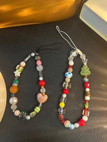 Bunte perlenbestickte handgefertigte Hängekette, personalisierte kurze Kette, Kamera, Schlüsselanhänger, Tasche Anti-Verlust Anhänger - Verschiedenfarbig - Übersicht 2