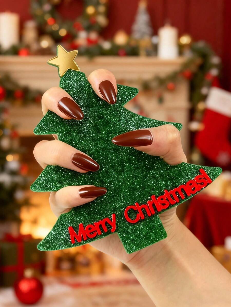 1/2pcs Christmas Tree Shaped Nail Art Display Board - Multifunctional Nail Art Photography Background, Holiday Gift, Handheld Ornament, Christmas Nail Art Decoration