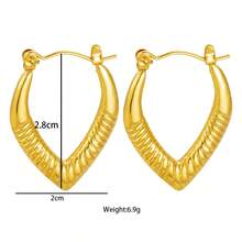 1 Pair Minimalist Geometric Stainless Steel Heart Shaped Earrings, Lightweight Luxurious Titanium Steel Non-Fading Jewelry - Multicolor - View 3