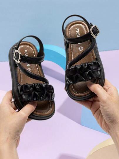 1 Pair Girls' Summer PVC (Upgraded) New Open Toe Princess Shoes, Children's Sandals With Soft Sole, Wear-Resistant, Suitable For Beach And Casual Daily Wear, Can Be Used As Casual Shoes, Beach Shoes, Children Shoes