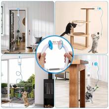 Cat Toy Interactive For Indoor Cats, Smart USB Rechargeable Door Hanging Automatic Retractable Kitten Toys, Teaser Electronic Self Play Feather Cat String Toy - Màu xanh lam - Xem 5