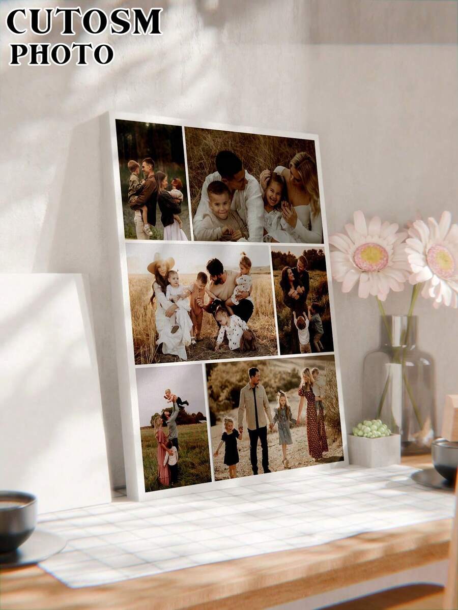 1 Pieza Impresión de fotos personalizadas en lienzo - Impresiones en lienzo con tus fotos en arte de pared personalizado para dormitorio, sala de estar, boda, mascota, familia, amor, pareja, amigo, imagen, foto, arte de pared enmarcado, suministros de regalo de Navidad - Fotos-6 - Ver 1