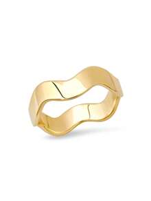 独特优雅的925纯银首饰，镶嵌圆形立方氧化锆，光滑波浪形多层戒指，专为女孩设计 - 鋯環 - 查看 13