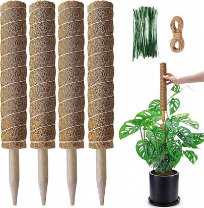 Soporte para Plantas de Extensión Monstera de Poste de Musgo de 4 Piezas, Estacas para Plantas de Interior, Soporte para Plantas para Entrenar el Crecimiento de Las Plantas