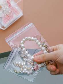 100/50/30/10/5pcs Reusable Pvc Dustproof Jewelry Bags, Gradient Color Sealed Jewelry Bags, Suitable For Jewelry, Earrings, Necklaces, Party Packaging.