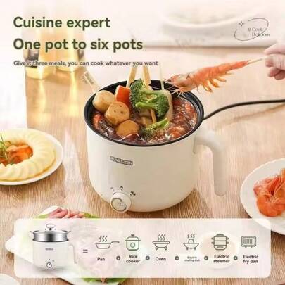 RAF 1-3 Person Mini Stainless Steel Electric Hot Pot With Double Layer For Home, Dorm, Office Use, Multi-Function Electric Pot, Electric Steamer Pot, Non-Stick Easy Clean
