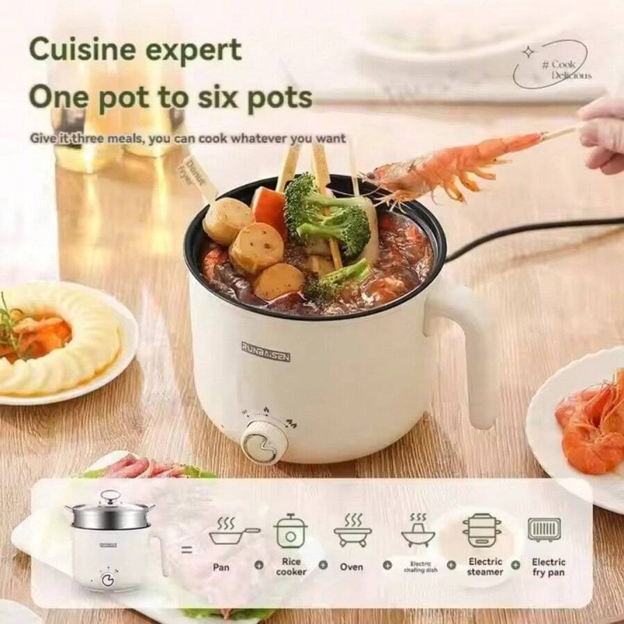 RAF 1-3 Person Mini Stainless Steel Electric Hot Pot With Double Layer For Home, Dorm, Office Use, Multi-Function Electric Pot, Electric Steamer Pot, Non-Stick Easy Clean - View 1