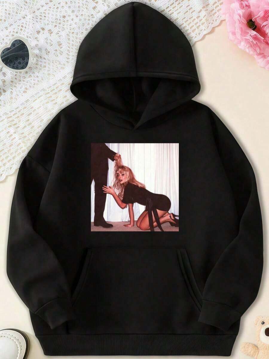 Hoodies For WomenMusic Theme Espressa Print Bandeau Top Sabrina Design Sleeveless Y2K Suitable For Summer Machine Wash For Casual Carpenter Ings Daily Use,Artistic Pop Theme Sabrina Espresso Pink Unique Art Print Hooded Long Sleeve Hoodie With Distinctive Style Long Sleeve Y2K Business Casual Plus Size Top Sweatshirt Casual Wear Tops Suitable For Cool Seasons Machine Washable For Business Casual Moments And Music Fan ActivitiesLoose And Comfortablehoodies For Women - Black 9 - 查看 1