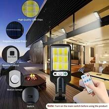 4/2/1pcs Outdoor Solar Street Light With Remote Control LED Wall Light,Body Sensor Garden Light,For Yard,Garden,Path,Parking Lot - IP65 Waterproof Solar Street Lights