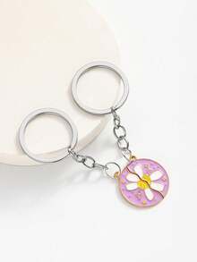 Nuevos llaveros de pareja de mariposa, ballena y ciervo, los talla grande vendidos para el Día de San Valentín. Llaveros de pareja de aleación con flores, tomates y huevos, en blanco y negro para el día y la noche, adecuados para uso diario, regalos para amigos, regalos del Día de San Valentín - Multicolor - Ver 10