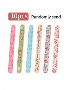 5pcs/10pcs Christmas Pattern Nail File Foot Care Tool, Suitable For Home And Nail Salons, Including Sandpaper And Polishing Blocks, With Random Colors. Color Printing Double-Sided Polishing Nail Files Nail Tools Shaping Fine Sand Nail Filing Strips Sponge Polishing Christmas Series, Suitable For Nail Styling, Nail Shaping, Suitable For Professional Nail Technicians, Nail Salons, Perfect Christmas Gifts, New Year Gifts - Multicolor - View 11