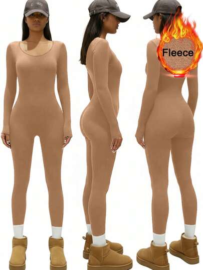 1 st Dam Casual Sport Yoga Fitness Fleece Långärmad Jumpsuit