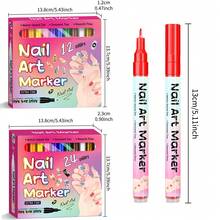 12/24pcs Fine Tip Nail Art Markers, 12/24 Colors Nail Art Pen Set, 0.5mm Tip Marker Pens. Doodle Pens Suitable For Abstract Lines, Floral Patterns, Vibrant Colors - DIY Nail Art Tools, Professional Nail Art Supplies, Smooth Application, Suitable For Home Manicure And Nail Salons, Perfect Gift For Women