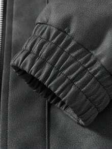 一件装男士长袖复古做旧全拉链PU皮夹克，春秋季男士长袖机车风休闲PU皮夹克，颓废风