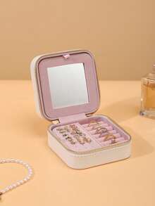 Hộp đựng trang sức du lịch kẻ sọc mới, hộp đựng trang sức bằng da PU dung tích lớn, hộp đựng trang sức nữ, hộp du lịch mini hai lớp di động, có thể đựng bông tai, nhẫn, dây chuyền và vòng tay, cũng thích hợp để đựng phụ kiện tóc của bé gái, món quà lý tưởng cho phù dâu, Giáng sinh, Ngày của Mẹ, tựu trường, trang trí phòng. - Nhiều màu - Xem 7