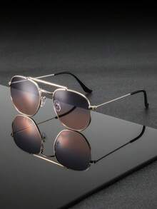 一副男士金属框圆形度假风优雅休闲时尚眼镜，适合骑行、驾驶、海岛度假、海滩、日光浴等场合。 - 彩色 - 查看 2