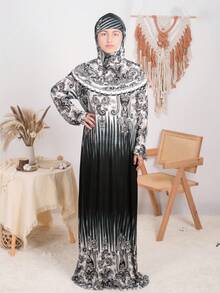 1pc Women's Loose Comfortable Printed Veil/Headscarf, Prayer Clothing, Suitable For Daily And Festival Wear - A - View 13