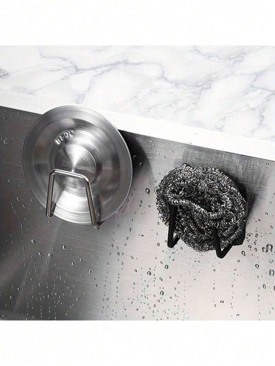 1/2/ Unique Stainless Steel Sponge Rack - Easy To Stick, Strong Adhesive Self-Drying Rack, Kitchen Sink Drainage Drying Rack, Cleaning Sponge Rack Hook, Kitchen And Bathroom Sponge Storage Rack - , Rust-Proof, - Multicolor - View 1