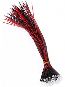 50pcs pre atado con alambre DC 9-12V 3 5 10 mm diodos LED de claro de agua luz de múltiples colores(Luz roja-5mm), Diodo - 1 - Ver 3