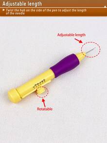 1pc/3pcs Handmade DIY Punch Needle Embroidery Needles, French Embroidery Needles, Adjustable Length Punch Needle, 3 Interchangeable Needle Tips, Suitable For Adult Embroidery - A - View 6