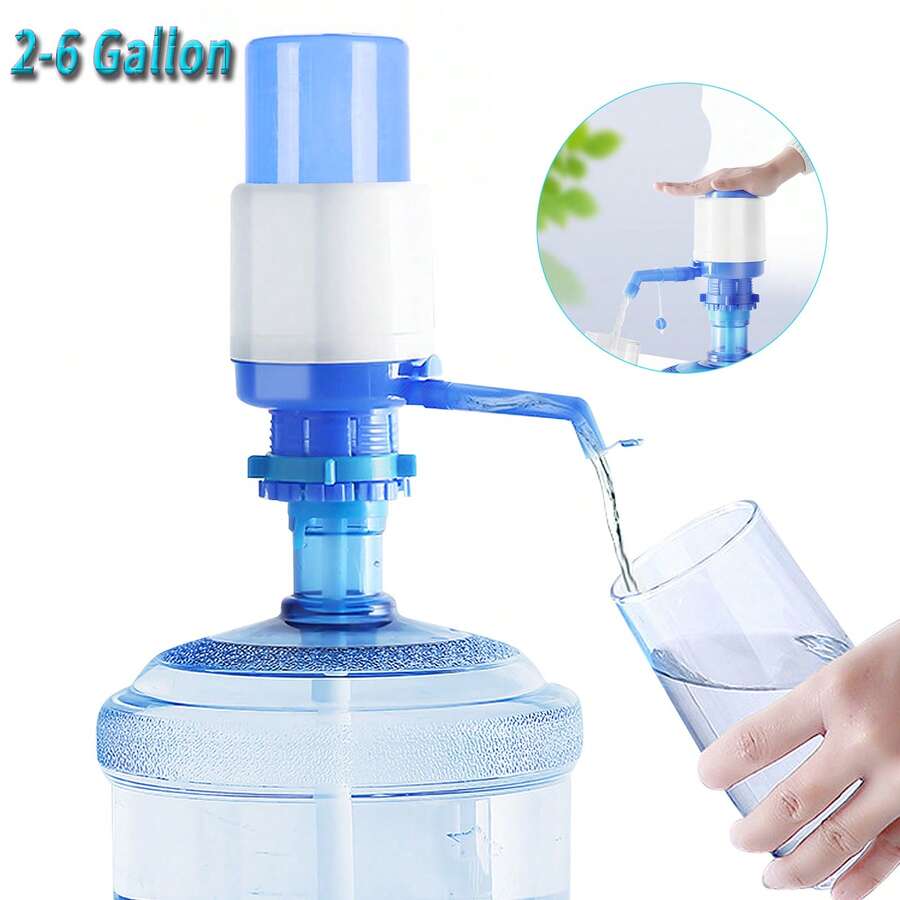Manual Drinking Water Pump Hand Pressure Drinking Water Pump Dispenser With An Extra Short Tube,Cap Blue And Water Stop Valve 5 Gallon Water Pump Bottle For Traveling,Home,Office,Factory - 藍色 - 查看 1