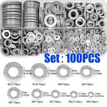 Stainless Steel Flat Washer Combination Kit M2-M12,600pcs Durable Metal Washers, Washer Fasteners, Suitable For Home Decoration, Industrial Maintenance, Kitchen, Shop And Outdoor Construction