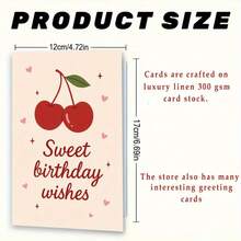 1pc Sweet Birthday Card Set With Envelopes Greeting Cards Gift Cards Cherry Hearts Stars Design With Cute Cartoon Fantasy Theme Suitable For Birthday Parties Special Celebrations Romantic Gifts Can Be Sent To Friends Family Coworkers Loved Ones Versatile Multioccasion Celebration Cards - 彩色 - 查看 5