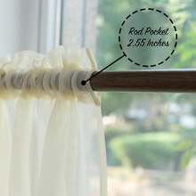 PearAge Beaded Sheer Valance Ctains Living Room,Rod Pocket Farmhouse Window Valance, Bead Trim Tassel Voile Sheer Ctain Valance Bedroom Bathroom Cafe 51x24 Inches (Beige) 1PC - Mineral Blue - View 11