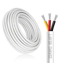 Cable eléctrico de calibre 20 y 2 conductores, 5 metros de cable de PVC trenzado blanco de bajo voltaje 20/2, cable de alimentación de 2 cables de cobre estañado de 20 AWG para iluminación - 22 AWG-3C - Ver 2