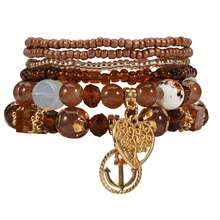 New Bohemian Style Women's Bracelet, Multi-Layer Tassel Beaded Bracelet, Elegant Accessories - Military Green - View 17