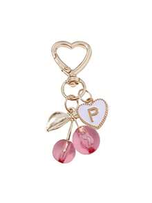 Hochwertiger modischer süßer Kirsche Gold Schmetterling Taschenanhänger - Kirsche Schlüsselanhänger stilvoller Rucksack Anhänger Dekoration, Schlüsselanhänger, Taschenanhänger Legierung Anhänger A-Z Buchstabe, Kopfhörer Anhänger, Auto Anhänger, Dekorativer Anhänger, Kirsche Schlüsselanhänger, Taschenzubehör, mit Taschenklemme, glänzendes Harz und Metall Accessoires, geeignet für Frauen Geldbörse und Tasche, Rucksack Zubehör - Verschiedenfarbig - Übersicht 18