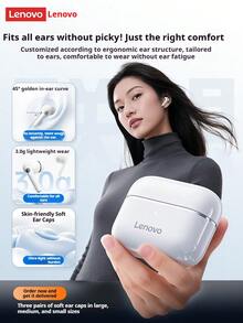Lenovo EA230 無線耳機，清晰音質，通話，運動耳機，相容於手機、筆記本電腦、平板電腦，低延遲，原裝藍牙耳機 - 櫻花白 - 查看 4