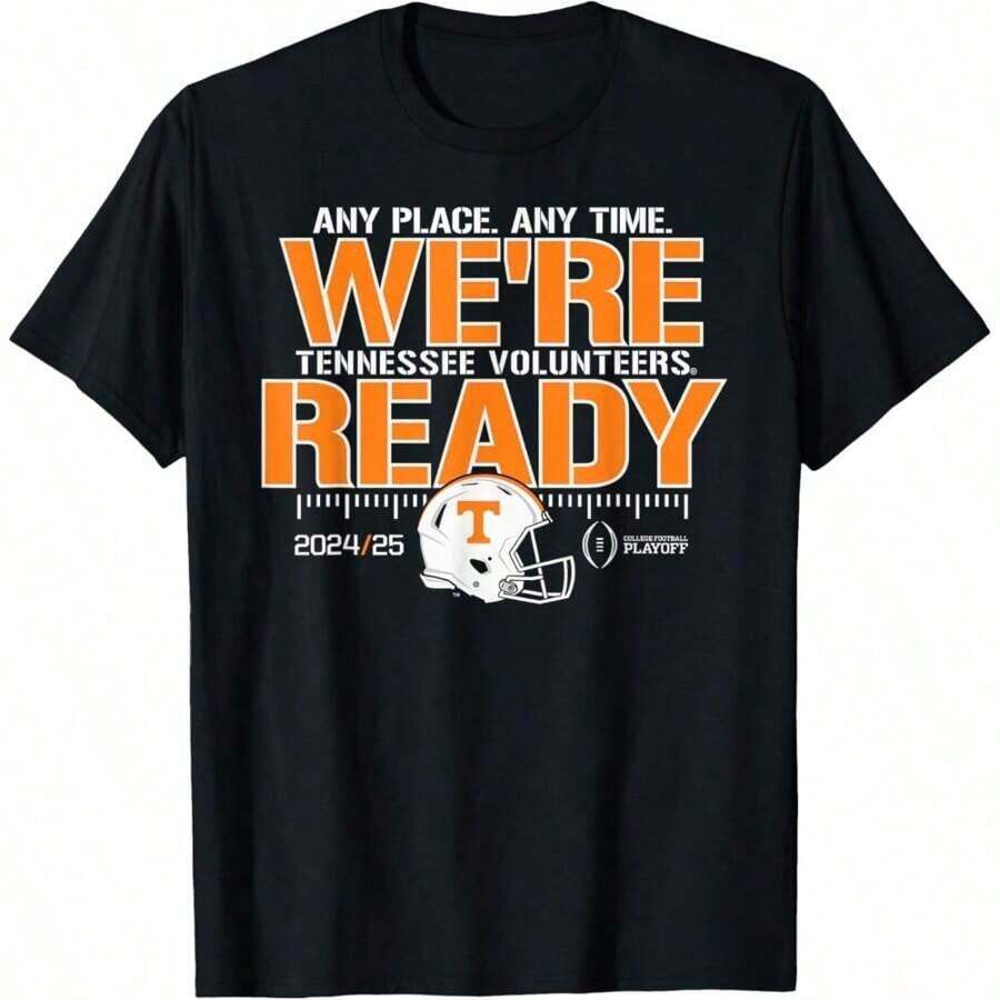 Tennessee Volunteers College Football Playoffs 2024-25 Ready T-Shirt Oversized Short Sleeve Classic Heavy Cotton T Shirt Printed Graphic Tee Women's Casual Short-Sleeved Top - màu đen - Xem 1