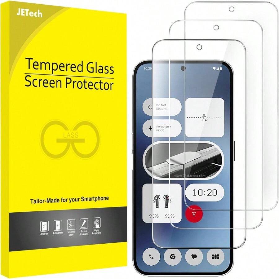 DJETech Protector de Pantalla para Nothing Phone 2a/ 2a Plus 6.7 Pulgadas 9H Mica Cristal Vidrio Templado Anti-Scratch HD Transparente 3 Unidades - NadaPhone2A2APlus - Ver 1