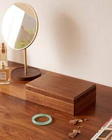 Small Wooden Jewelry Box, Vintage Delicate Walnut Wood Jewelry Case, Ideal Gift For Man Women, Protable Travel Jewelry Organizer - 中灰色 - 查看 6