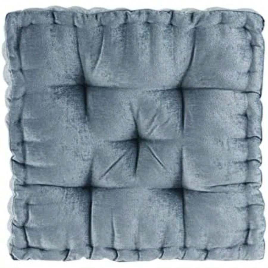 Intelligent Design Azza Poly Chenille Square Floor Pillow Cushion, 20"x20"x5", Aqua(1 Unidad (Paquete de 1) Aqua cuadrado) - Multicolor - Ver 1