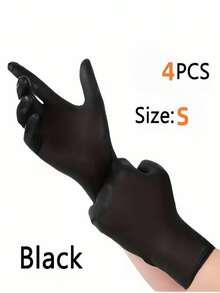 100只/包 一次性丁腈手套，黑色，尺码S/M/L/XL可选。耐用家用清洁手套，适用于厨房、浴室、清洁、美容、染发和宠物护理（无包装盒）。 - 黑色 - 查看 14