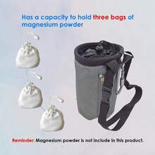 Bolsa de Tiza para Escalada con Mosquetón, Bolsa Magnesia para Boulder, Crossfit y Gimnasio, Bolsillo con Cierre y Clip Resistente, Equipo de Escalada y Entrenamiento - Gris - Ver 8