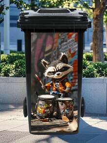 3D Cartoon Cat, Flowers, Elephant Printed Trash Can Sticker Waterproof PVC Outdoor Trash Can Trash Can Poster Peeling Sticker 4 Sizes