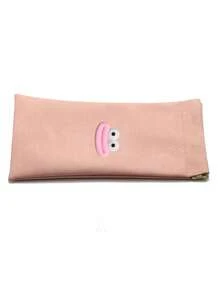 1pc Soft Faux Leather Glasses Case With Cartoon Sausage Mouths Stickers- Portable & Protective Pouch For Eyeglasses, Business Leather Glasses Case, Travel Leather Glasses Case, Cute Glasses Case, Vintage Leather Glasses Case, Glasses | Sleek Solid Color Design | Ideal For Storage & Accessories