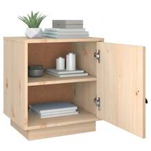 Stolik nocny vidaXL 40x34x45 cm z litej sosny - Czarne - Zobacz 5
