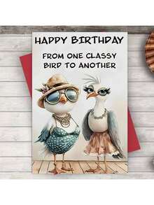 1pc Unique Bird Birthday Card, With "HAPPY BIRTHDAY FROM ONE CLASSY BIRD TO ANOTHER", Two Stylish Bird Designs, Suitable For Expressing Friendship Birthday Gifts, High-Quality Greeting Cards With Envelopes - Multicolor - View 8