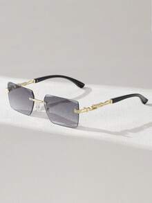 1副男士2025经典时尚无框奢华眼镜，休闲复古风格，适合拍照、驾驶、旅行、海滩、日常生活等场合。 - 金色 - 查看 3