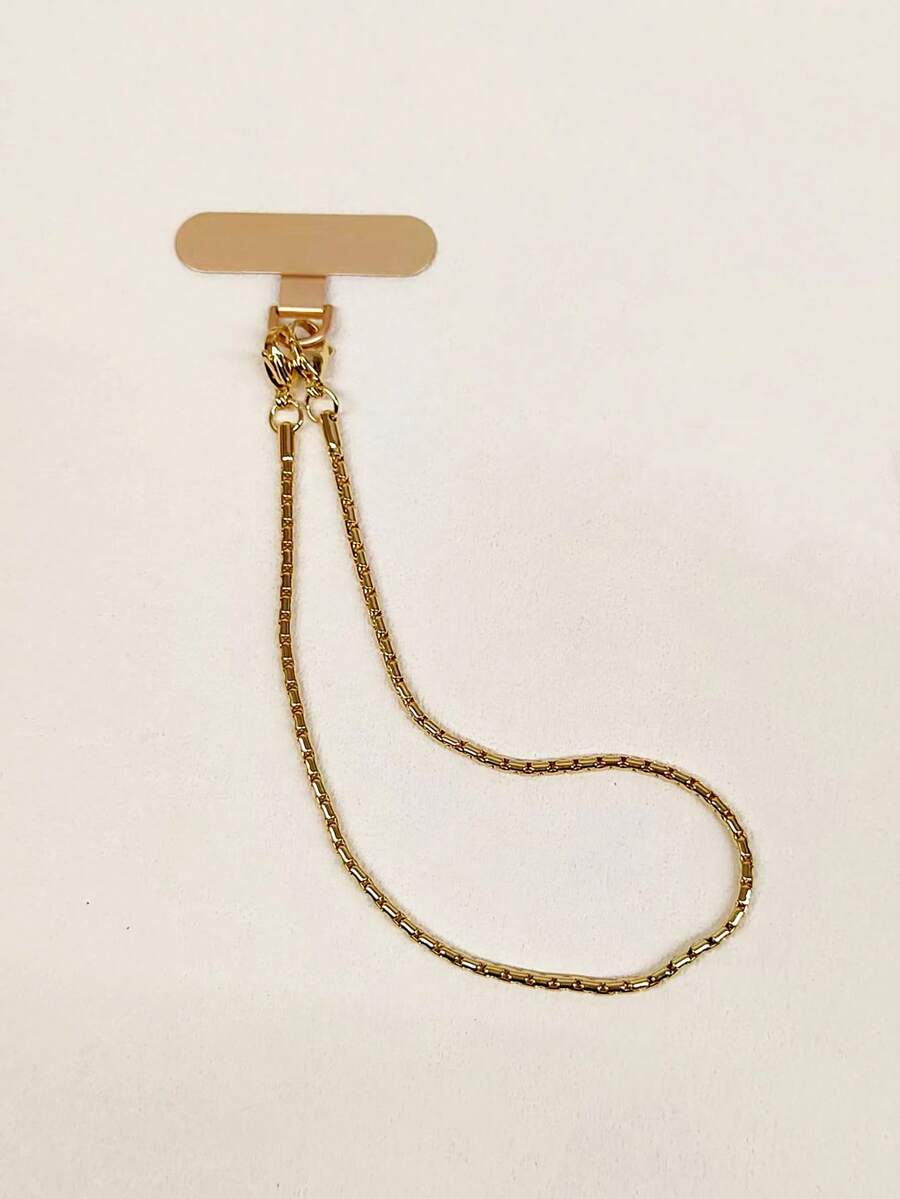 1pc Metal Phone Wrist Strap With 1pc Stainless Steel Washer, Suitable For Women, Girls, Shopping, Travel, Party, Walking - Gold - View 1